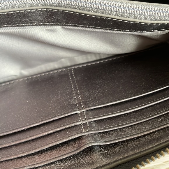 Coach Gunmetal Embroidered Wallet Full Size Ziparound - Picture 5 of 5